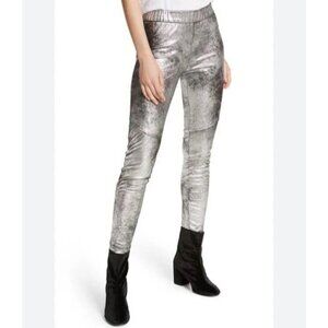 Free People Womens Faux Leather Chic Metallic Leggins Size 28 Pants